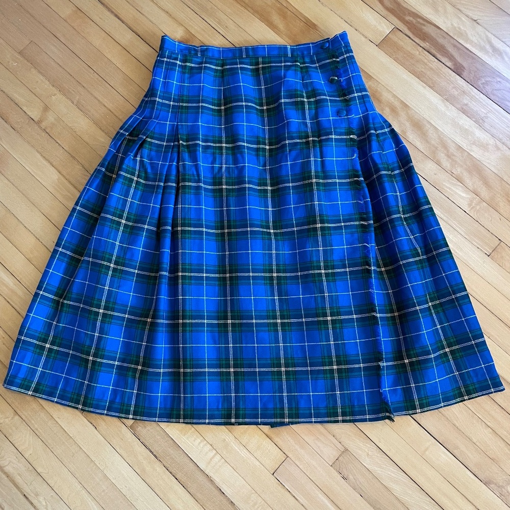 BONDA Vintage Kilt Skirt Nova Scotia Tartan Plaid Virgin Wool Preppy Academia
